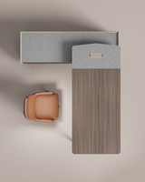Bureau de direction en forme de L avec armoire latérale, poste de travail exécutif robuste en bois, table de directeur général
