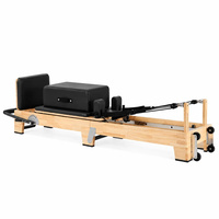 Reformer Pilates pliable en bois d’érable avec pieds réglables Machine de fitness professionnelle pour studio et maison