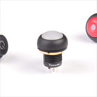 Toowei Spst interruptor de botón pulsador redondo impermeable Ip67 12mm 3a 220 voltios cúpula gris con luz