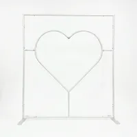 Metall-Herz-Hintergrundständer 6x6,8ft Ausgeschnittener Herzrahmen 32mm Hochbelastbar Silber für Hochzeitsantrag Fotobox Individuelle Abdeckung