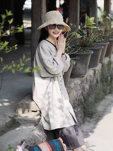 Cardigan mi-long décontracté style <span class=keywords><strong>littéraire</strong></span> et artistique, coupe ample, anti-âge, pour le printemps et l'automne - Product Image 2