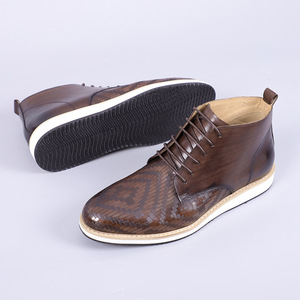 Bottes Chukka pour hommes, en cuir véritable marron café, à lacets, talon bas, légères, style britannique décontracté, taille 38-46 - Product Image 3