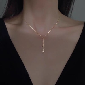 Rainbowking S925 Collier Femme en Argent Sterling Délicat Croix Tassel Clavicule Chaîne Niche Design Pendentif Ins Style <span class=keywords><strong>Rainb</strong></span> - Product Image 2