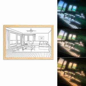 Cadres photo taille A5 peintures à lumière LED peintures murales 3D décoration intérieure bases de lumière LED pour motifs acryliques peuvent être personnalisées - Product Image 6