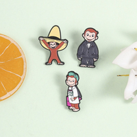 Broche Émail Singe Dessin Animé Mignon Personnage Classique de Livre pour Enfants Badge de Revers pour Sac Bijou Tendance Cadeau pour Enfants