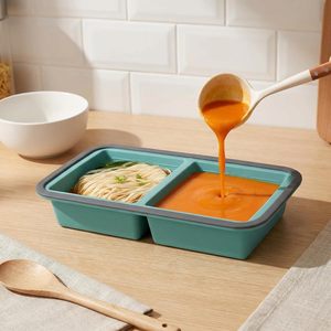 Silicone Lattice Lunch Box Fresh-keeping Food Storage Mold Silicone Soup <b>Cube</b> with Lid Quick Frozen & Easy to Release - Product Image 2