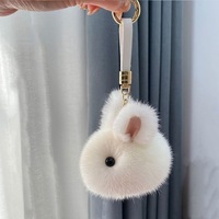 Rex Kelinci bulu kelinci plushie liontin rantai kunci tas Mini jimat liontin lucu kelinci mati mewah gantungan kunci mainan boneka binatang