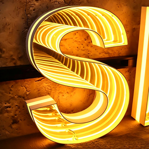 Lettres LED effet miroir infini, logo personnalisé, enseigne lumineuse 3D tunnel pour boîte de nuit - Product Image 3