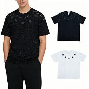 T-shirts personnalisés à strass très demandés, vêtements pour hommes, noir, nouveau design, manches courtes, 100% coton, t-shirt pour hommes - Product Image 1