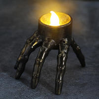 Lampe LED en résine en forme de main de squelette, crâne et araignée, lumineuse, décor de table effrayant pour Halloween, maison hantée et fête