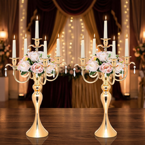 Tall 5 Arm <b>Silver</b> Candelabra <b>Candlestick</b> Holder with Polished <b>Silver</b> Finish 20.3 Inch Tall for Home Wedding Party Decor (1Pc) - Product Image 4