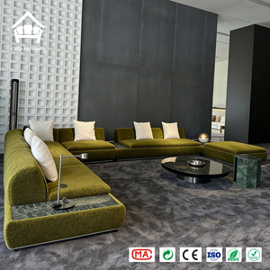 Divano Sezionale Curvo Moderno in Tessuto Bouclé con Tavolino Laterale in Marmo per Arredamento Soggiorno Villa Hotel Personalizzato One-Stop - Product Image 5