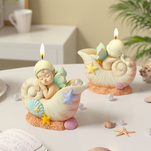 Moule en silicone pour bébé conque 3D fait à la main ornements en résine de gypse ange endormi pour bougie d'aromathérapie et outils de gâteau à la maison - Product Image 5