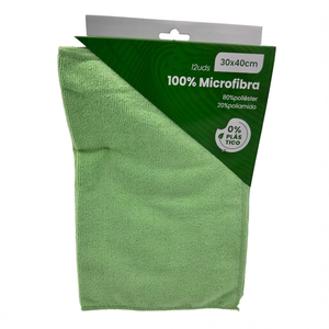Panno in Microfibra Verde 30x40cm 12 Pezzi Multiuso - Product Image 2