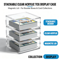 Boîte de présentation empilable en acrylique transparent sur le thème de l'anime pour modèles réduits, cartes TCG, boîtes de boosters et collections de cartes, avec couvercle magnétique