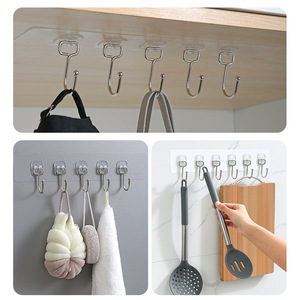 Waterproof Strong Loading Self-Adhesive <b>Kitchen</b> Wall <b>Hook</b> Storage Key Holder Coat Towel Hanger <b>Hooks</b> Bathroom with 6 Holders - Product Image 4