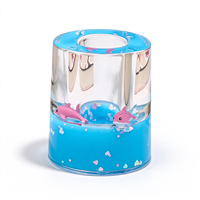 Minuteur à sable liquide mignon avec figurine animale de dessin animé, pot à stylos à sable mouvant scintillant, organisateur de bureau, décoration, cadeau