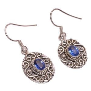 Boucles d'oreilles Vintage en argent sterling 925 en kyanite, bijoux indiens faits à la main en argent fin, bijoux indiens faits à la main - Product Image 1