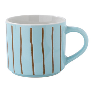 Striped <b>Ceramic</b> Mugs Yellow And Blue Porcelain Modern Design Home Office Use Screen Printing Coffee Tea <b>Cups</b> - Product Image 3