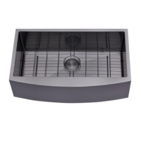 Produits Toktik : Ensemble d'évier de cuisine en acier inoxydable, style ferme, fait main, avec rangement intégré et évier frontal type tablier