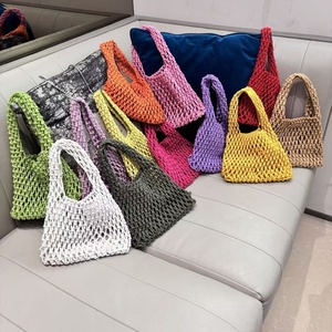 Woven Cotton Rope <b>Bucket</b> Wrist <b>Bag</b> Beach Vacation Daily Knit Mesh Tote <b>Bag</b> <b>for</b> <b>Women</b> Hollow Out Shoulder <b>Bag</b> Wholesale - Product Image 1