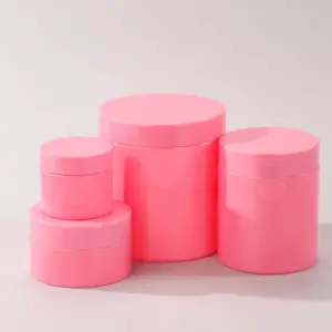 PET 100% PCR JARS Cosmetic body lotion cream bottle hair cream jars recyclable RPET packaging Custom pink jars 50 100 250 500 ml