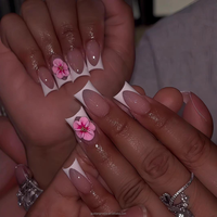 Faux ongles à presser en forme de canard pailleté, faits à la main, en acrylique, couvrance totale, à pointe large évasée, pour Noël et le Nouvel An