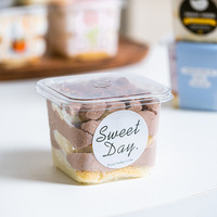 Petit récipient alimentaire carré transparent jetable pour fruits, poisson, biscuits, lait de soja, desserts, gobelets à café, recyclable