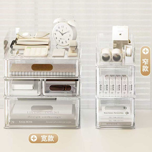Transparent <b>Plastic</b> Stackable <b>Drawer</b> Organizer With Lid A4 Paper <b>Storage</b> Desktop Office Desk Cabinet Multi Layer Shelf - Product Image 2