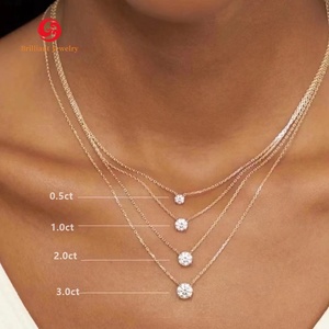 Collar con Colgante Redondo de Diamante de Laboratorio de 0.5ct 1ct 2ct 3ct, Oro Sólido de 10K 14K 18K, CVD HPHT, DEF VVS VS, Certificado IGI - Product Image 1