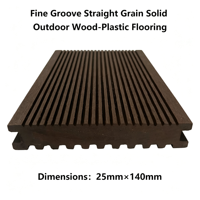 Plancher composite solide à grain droit et rainures fines, écologique, antidérapant, en bois-plastique, 140mmx25mm, étanche pour jardin
