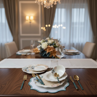 Service de table en porcelaine fine 24 pièces pour 6 personnes, design moderne doré, idéal pour les cadeaux d'affaires