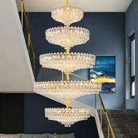 Lustre en cristal de luxe postmoderne pour plafond haut, éclairage creux pour villa, duplex, salon, escalier rotatif