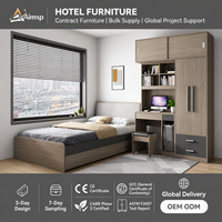 Ensemble complet de mobilier de chambre d'hôtel sur mesure : table de chevet, armoire coulissante, lit – Idéal pour projets hôteliers commerciaux