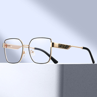 Lunettes anti-lumière bleue pour femmes MS 81782, monture géométrique en métal, branches élégantes incrustées de paillettes, lunettes de vue polyvalentes et tendance