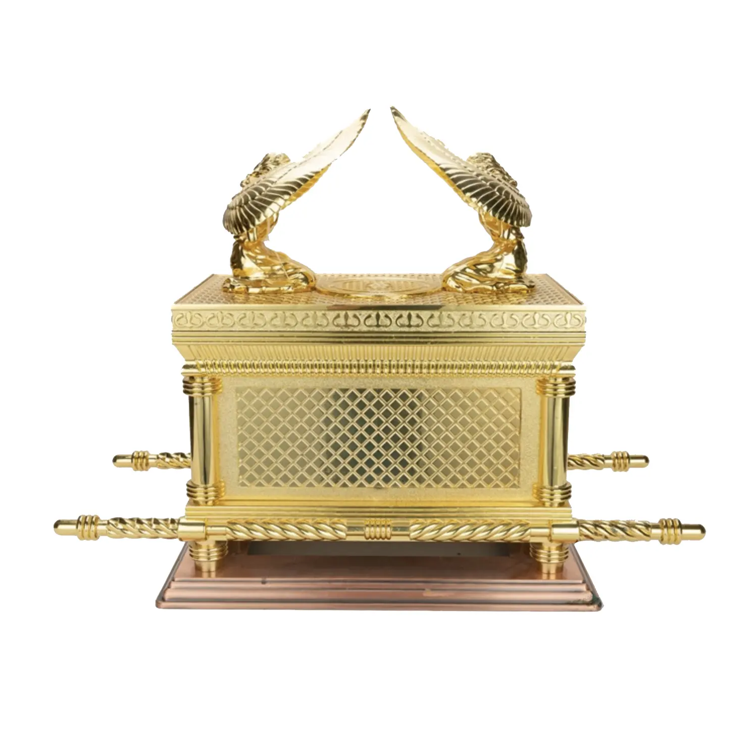 Judaica Gold Ark of the Covenant Testimony Copper Base 20" Large Size