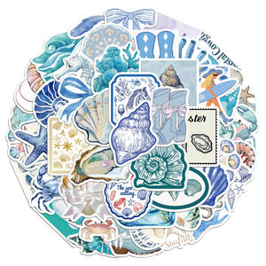 Paquete <span class=keywords><strong>de</strong></span> Pegatinas Promocionales con Temática del Océano Azul, Calcomanías Impermeables <span class=keywords><strong>de</strong></span> <span class=keywords><strong>Vida</strong></span> Marina Azul para Decoración <span class=keywords><strong>de</strong></span> Computadoras Portátiles, Álbumes <span class=keywords><strong>de</strong></span> Recortes y Botellas <span class=keywords><strong>de</strong></span> Agua - Product Image 4