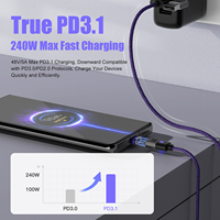 Câble USB C magnétique 2-en-1 SIKAI 240W PD3.1 avec double entrée USB C et USB A, cordon de charge rapide avec puce E-Marker pour batterie externe, téléphone et ordinateur portable