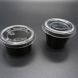 Gobelets à sauce jetables transparents/noirs en PP avec couvercle, gobelets en plastique pour salade, vente en gros d'usine, 1/2/3/4 oz - Product Image 3