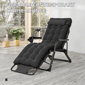 Contemporary <b>Foldable</b> Chaise <b>Lounge</b> <b>Chair</b> Iron Frame Fabric Cover Modern Contemporary Design Living Room Furniture Tilting - Product Image 2