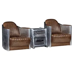 OEM/ODM Tomcat Retro Luxury Aluminum Distress Aviator Furniture Leisure Reception Singer Seat Sofa Chair aviator furniture