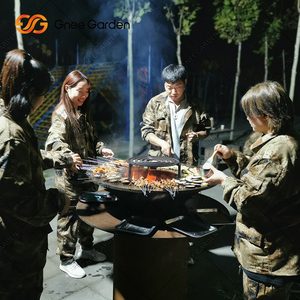 Parrilla para barbacoa de acero Corten grande y moderna para exteriores y pozo de fuego con acabado recubierto de polvo para quemar leña certificado CE - Product Image 2