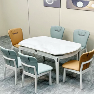 Tavolo da Pranzo Moderno in Legno Massello con Piano in Pietra Allungabile per <span class=keywords><strong>Piccoli</strong></span> Appartamenti e Arredamento Bar - Product Image 2