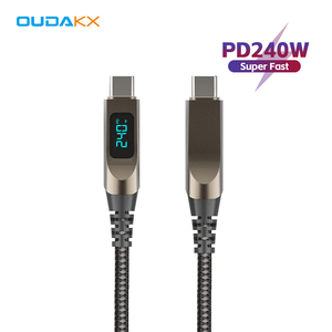 Oem LED hiển thị kỹ thuật số PD 240 Wát nhanh chóng sạc cáp Nylon bện hợp kim kẽm thời gian thực USB cáp 2.0 cho điện thoại di động máy tính bảng Android - Product Image 1