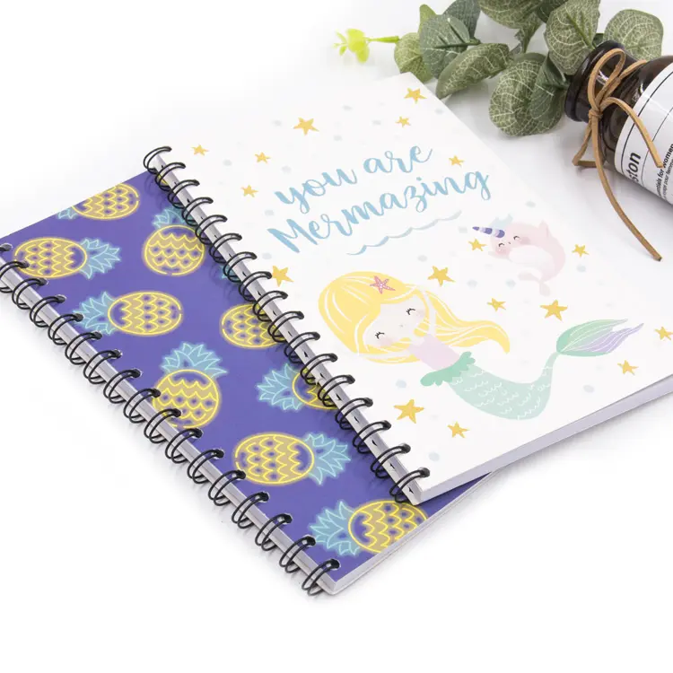 Ananas En Mermaid Kartonnen Cover A5 Spiraal Notebook Gevoerd Journal Aangepaste Notebook