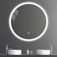 Miroir de Douche Rond Anti-Buée à LED Intelligent, Miroir Mural Tactile Moderne avec Capteur pour Chambre à Coucher