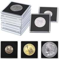 Présentoir de porte-monnaie carré 5 tailles joint en mousse protecteurs de dollar en argent Snap stockage de pièces de monnaie cadeau acrylique vitrine de pièces de monnaie