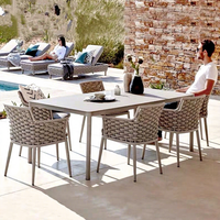 Tables et chaises d'extérieur en corde tressée pour villas, jardins, cours, balcons, tables basses, terrasses d'hôtels et mobilier de loisirs