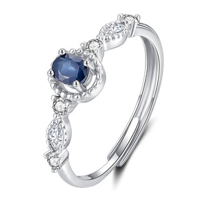 Anillo Abierto de Diseño Único en Plata S925 con Incrustaciones de Zafiro Vintage y Circonita Fina y Exquisita, Chapado en Oro de Moda - Product Image 5
