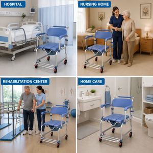 Chaise <span class=keywords><strong>de</strong></span> toilette compacte en aluminium <span class=keywords><strong>de</strong></span> qualité médicale avec coussin, pour usage domestique et hospitalier (vente en gros) - Product Image 3